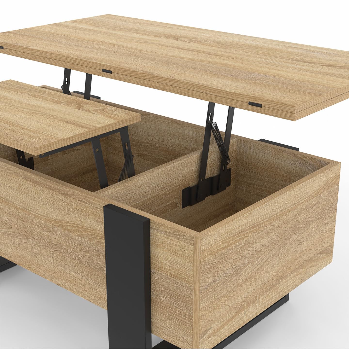 IDMarket - Mesita rectangular que se transforma en una mesa de comedor de diseño industrial PHOENIX
