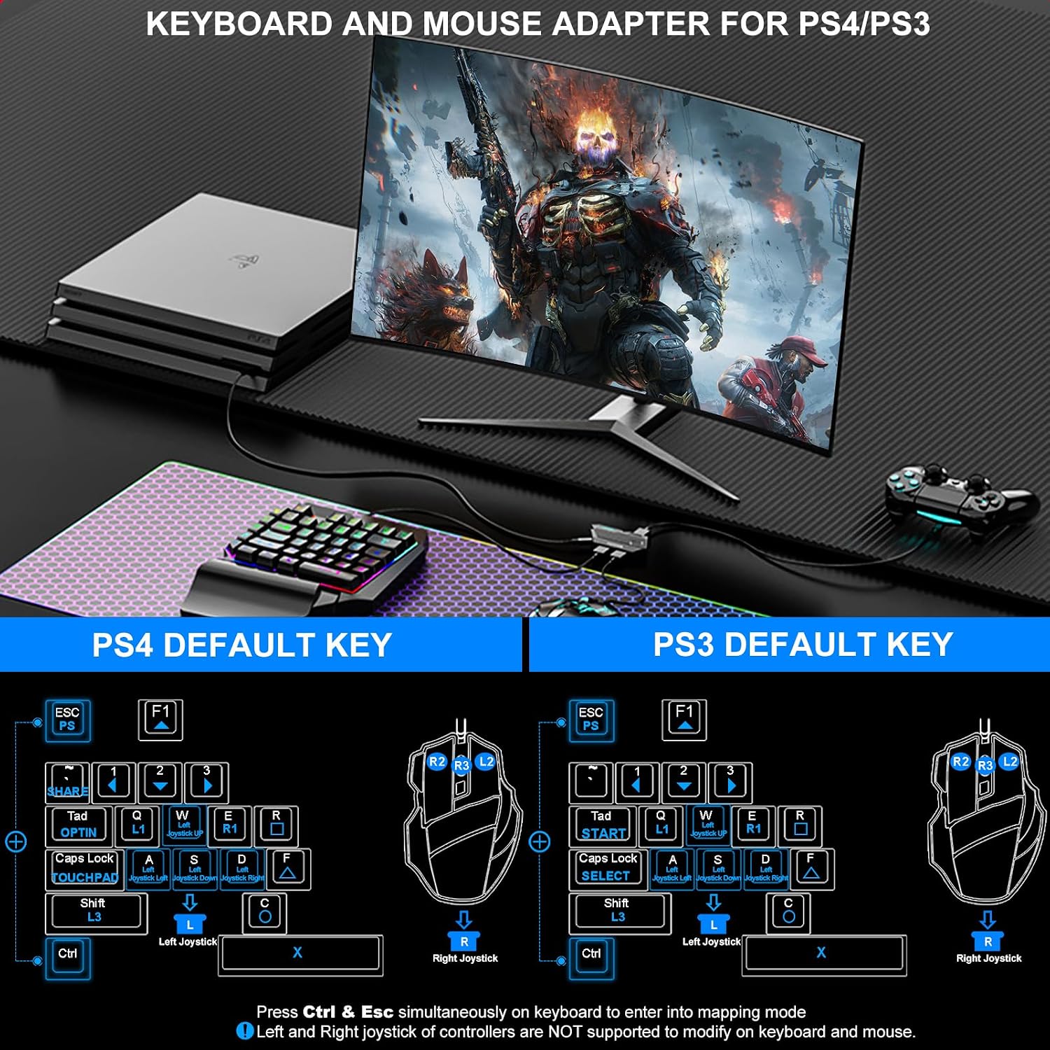 Arvin Keyboard and Mouse Adapter for Nintendo Switch, Xbox Series/Xbox One/Xbox 360, PS3/PS4, Switch Adapter Keyboard and Mouse Converter Support Custom Key Mapping, Adjustable Mouses Sensitivity