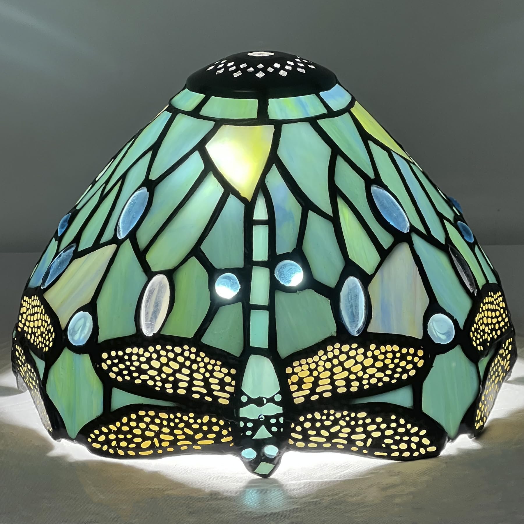 8 Inch Small Tiffany Lamp shade Replacement Only(Blue Dragonfly