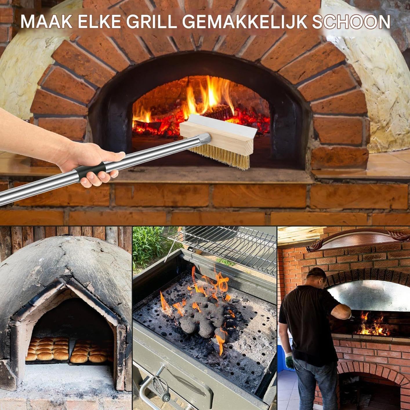 Cepillo Limpiador para Horno Herramienta De Limpieza Para Barbacoa Y | Cepillo Limpiador para Parrilla 149 cm para Casa Cocina Restaurante Barbacoa