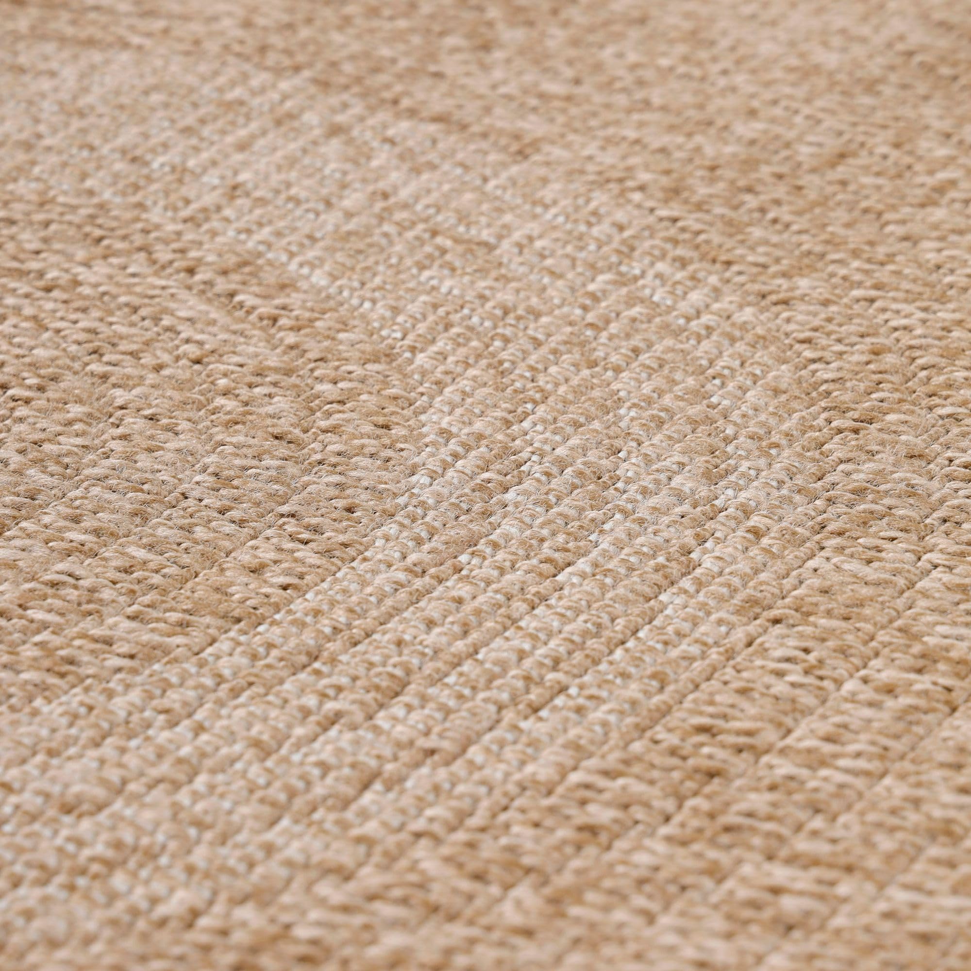 Carpetsale24 Runder In & Outdoor Teppich Wetterfest Sisal Optik Beige 160 cm Rund - Waschbarer Küchenteppich Wasserfest Flachgewebe Natur Optik Vintage Design Teppiche für Balkon Terrasse Wohnzimmer