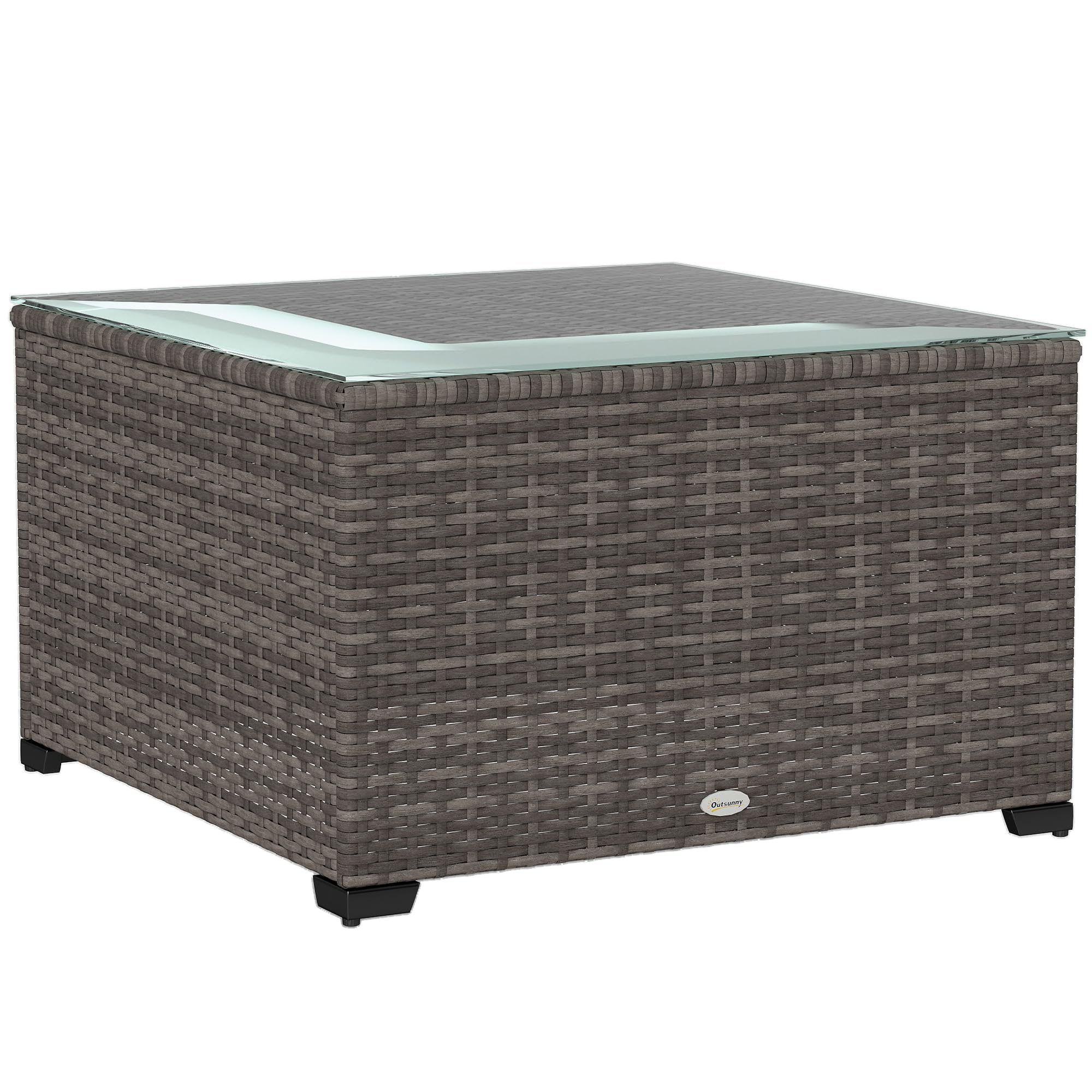 Outsunny Outdoor Coffee Table, Square PE Rattan 60 x 62 x 38cm Dark Grey