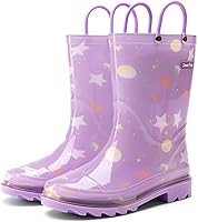 DREAMPAIRS Kids Toddler Rain Boots - Cute Lightweight Waterproof Pull-On Handles Girls Boys Outdoor Play