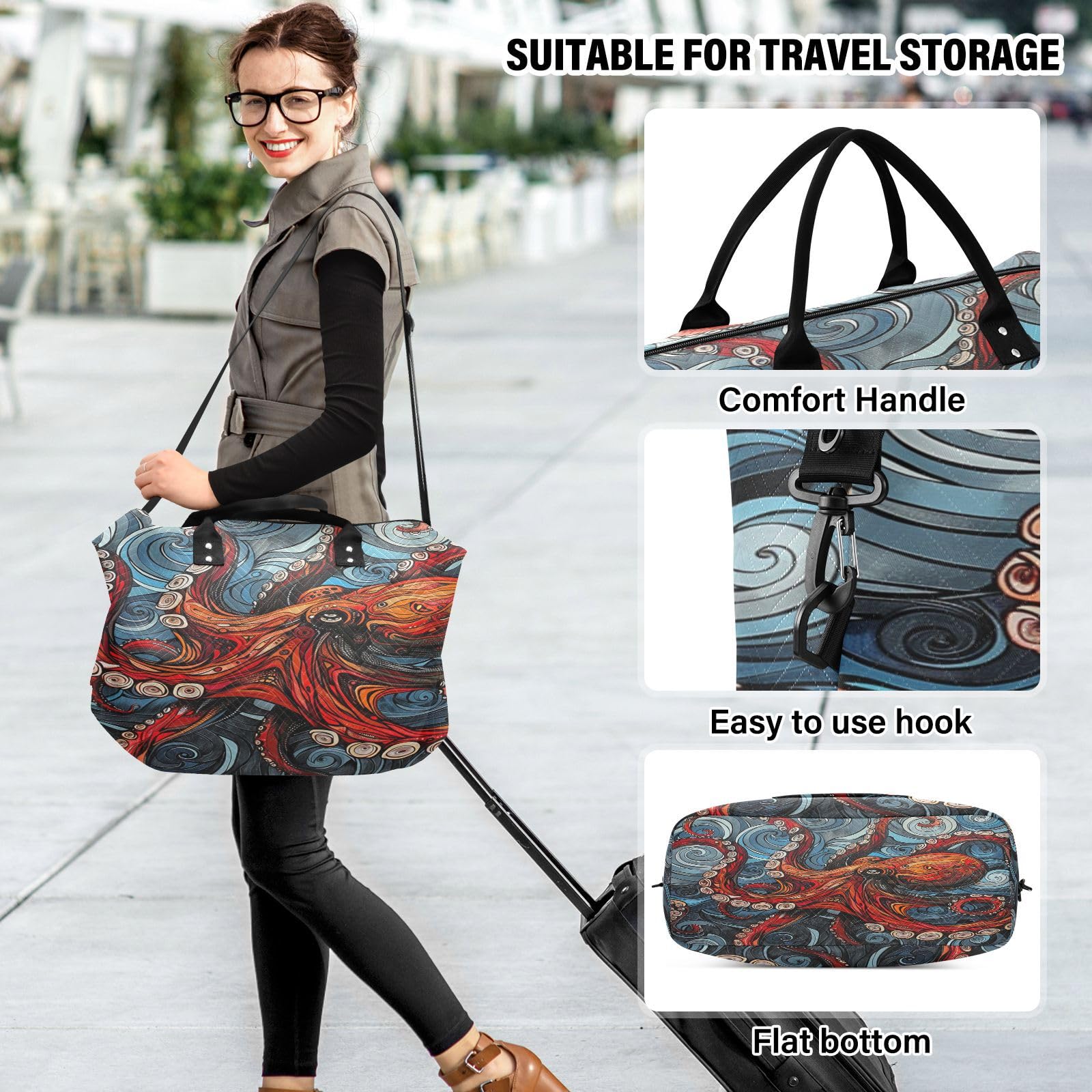 Roter Ozean Marine Ozean Sporttasche Handtasche mit Make-up Aufbewahrungstasche Badetasche für Reisen Mädchen Männer