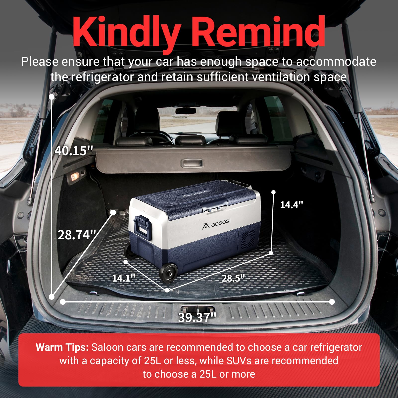 AAOBOSI Kompresor chłodzący 36 l, lodówka samochodowa ze sterowaniem WiFi APP, 12/24 V i 100-240 V, do -20 °C, do samochodu, ciężarówki, łodzi, kampera, na kemping