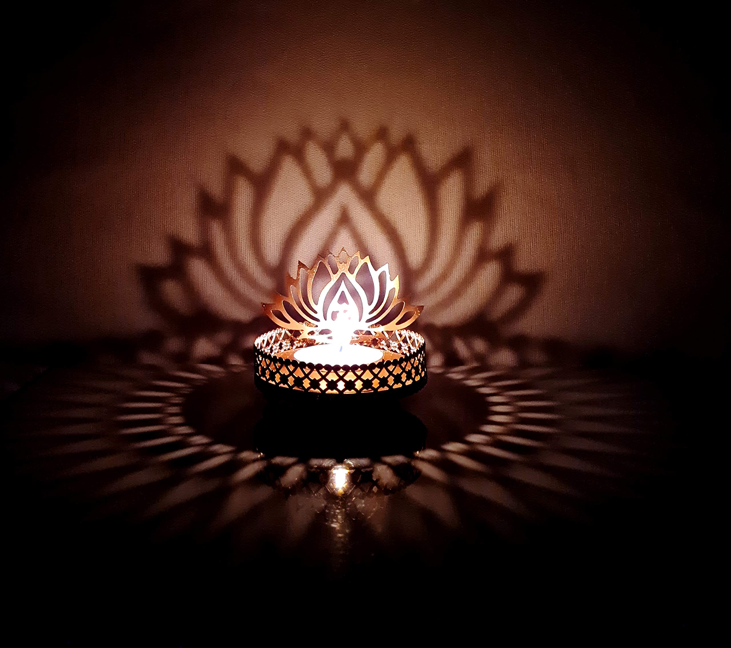 Sponsored Ad – Om Lotus Shape Diwali Shadow Diya Deepawali Traditional for Home/Office Religious Tea Light Candle Holder Stand Diwali Gift