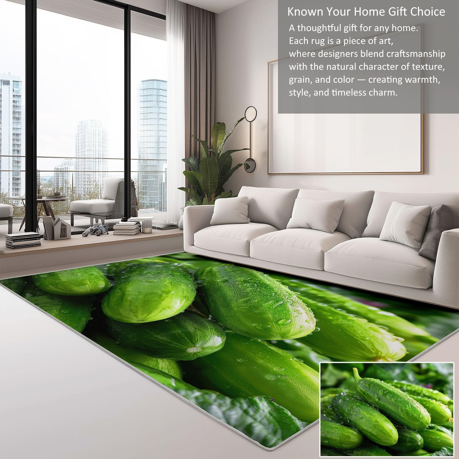 Générique Dywan z krótkim włosiem, można prać w pralce, kropelki wody, żywność warzywna, antypoślizgowa mata odporna na pleśń 80 x 150 cm, do salonu, sypialni, jadalni, biura, zielony