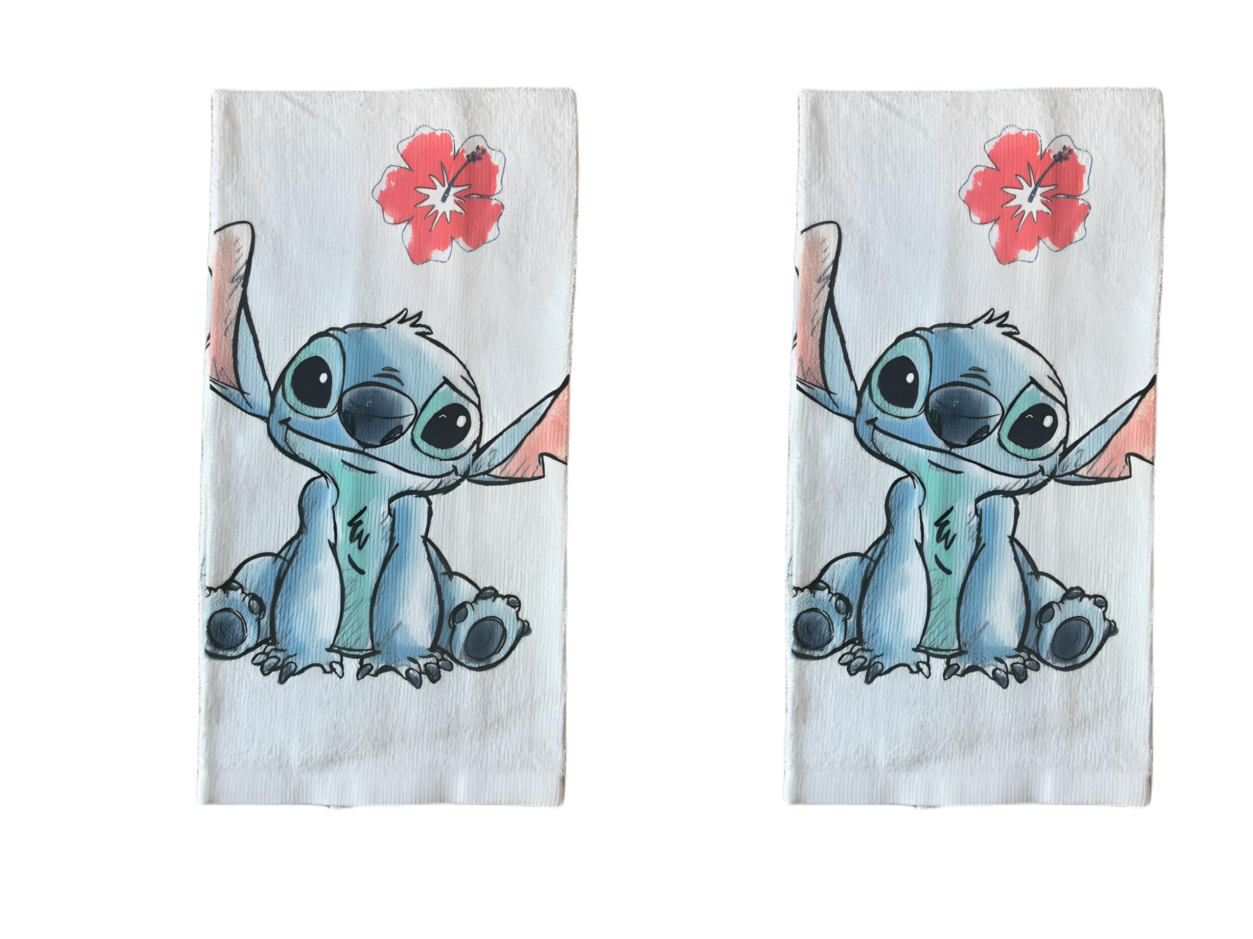 7STARAll-time Favorite Disney Characters Collection 100% Cotton Kitchen Towel Set -2pc (2, Stitch)