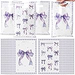 ArianQicult 50Pcs Purple Bow Party Favor Bags - Coquette Bow Knot Goody Candy Treat Gifts Bags for Kids Girls Women Coquette Purple Party Decorations for Birthday Wedding Bridal Shower Supplies