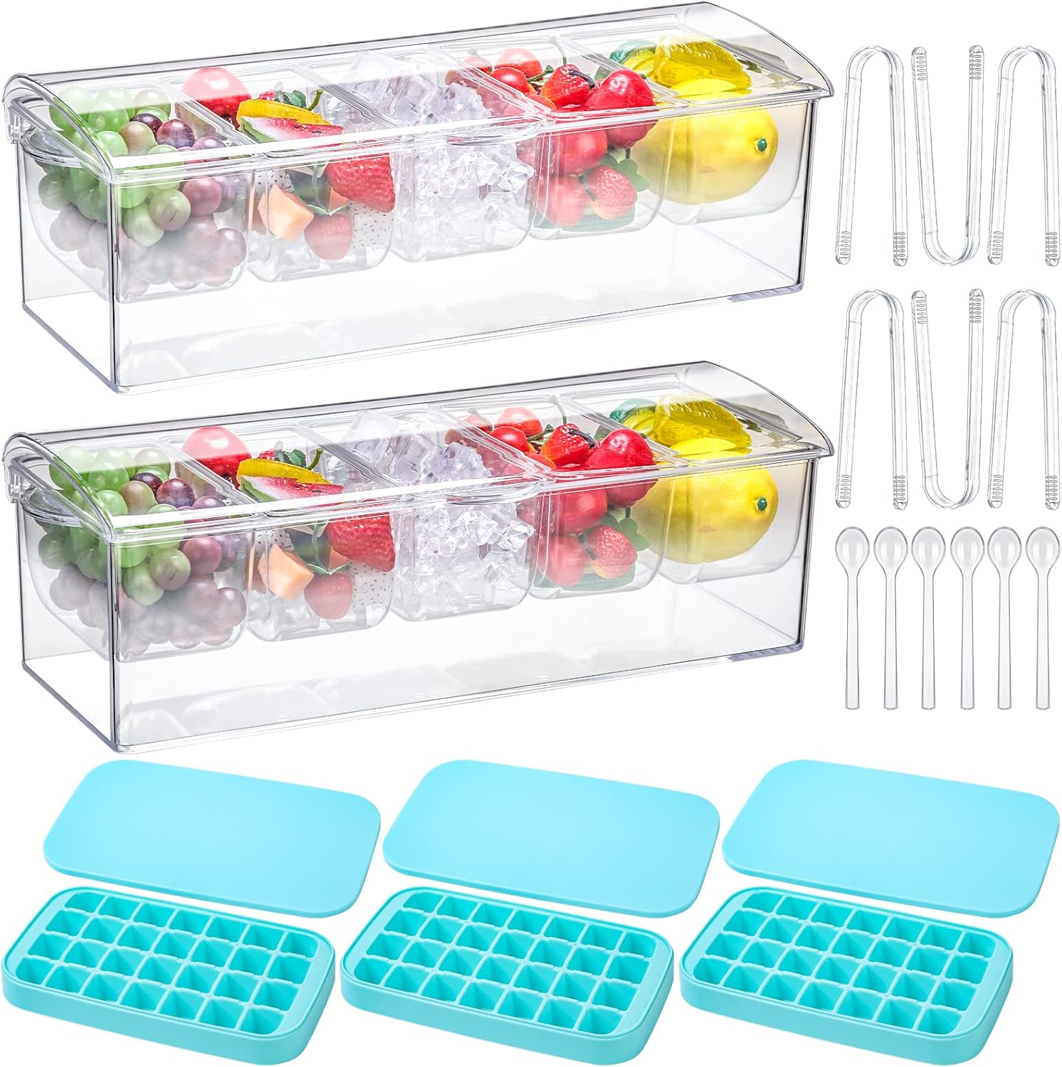 17 Pcs Condiment Server with Lid Chilled Condiment Tray