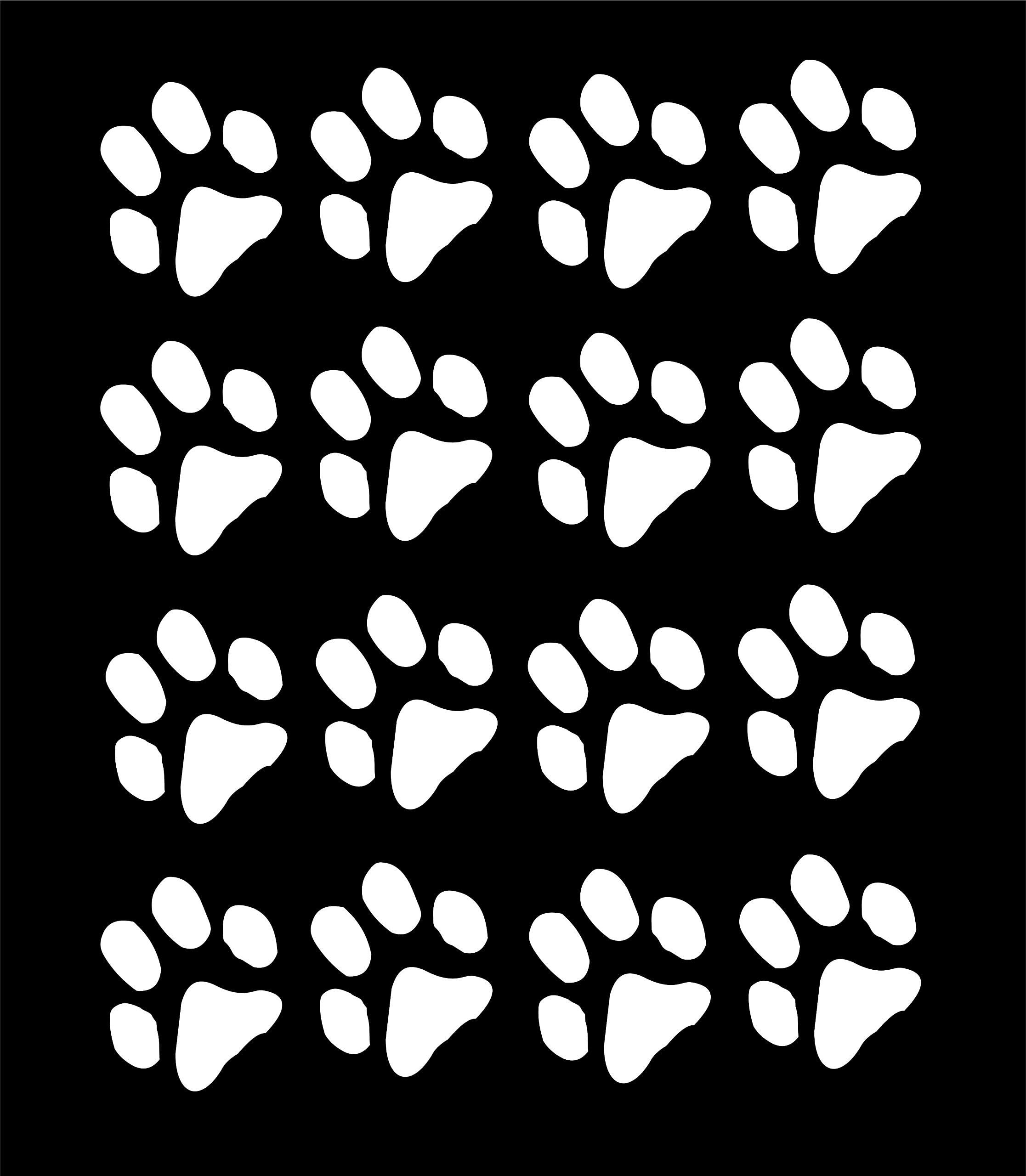 Paws-Sheet Of 16 Paws White-Each Paw is approx.1.9"W x 2.2"T Vinyl Decals Die Cut