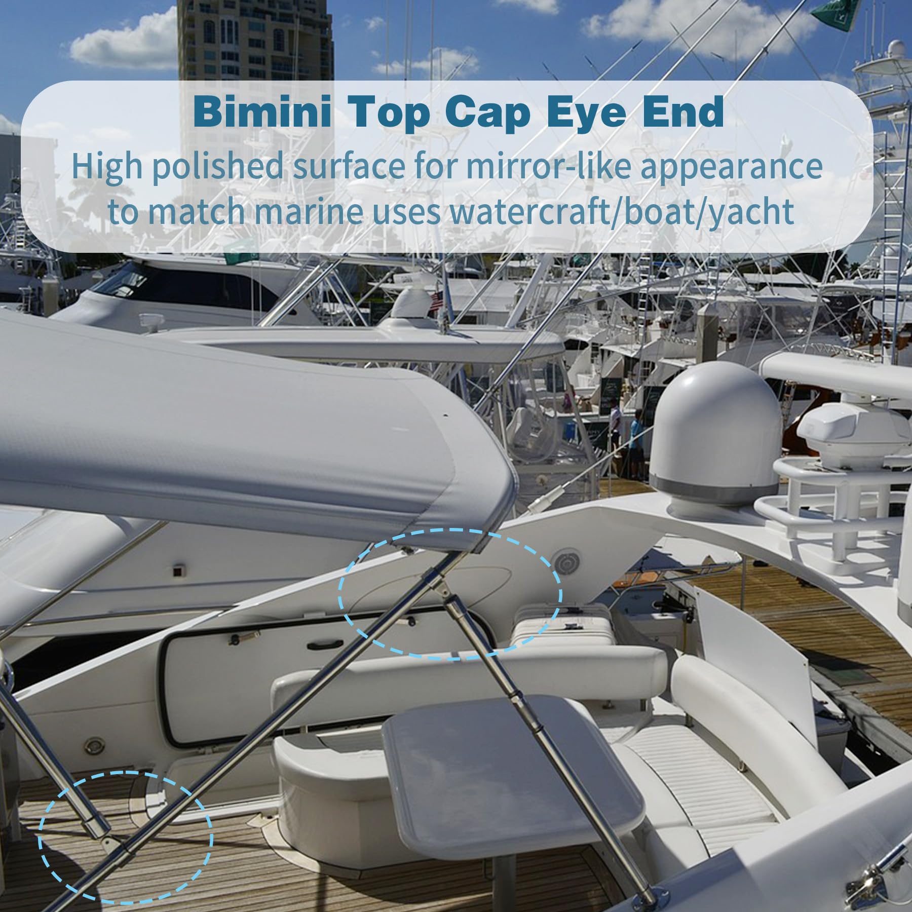 Bimini Top Cap Eye End - Stainless Steel Marine Hardware -7