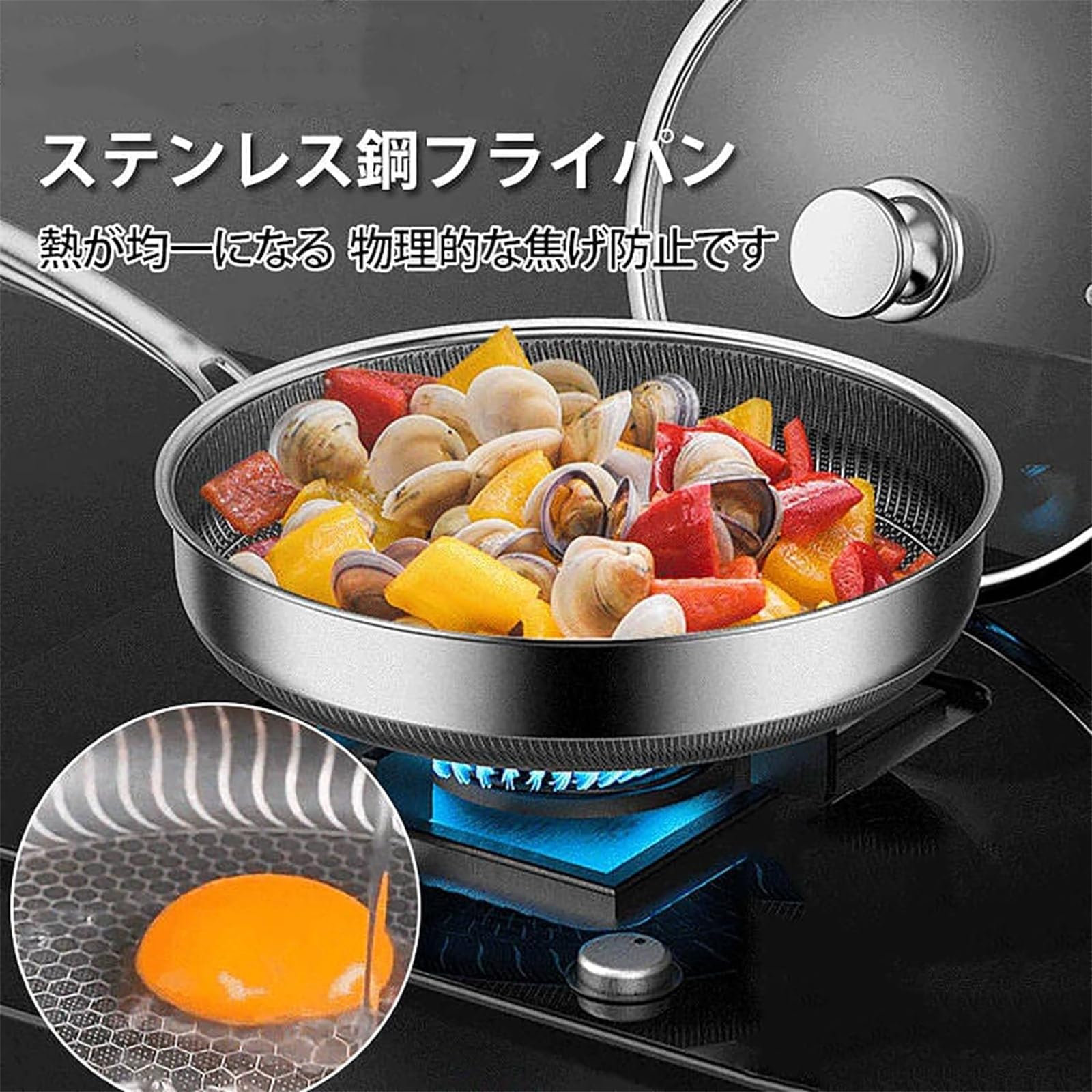 Amazon | YEEHLIK ステンレス鋼フライパンノンスティックパ 26/28/30CM