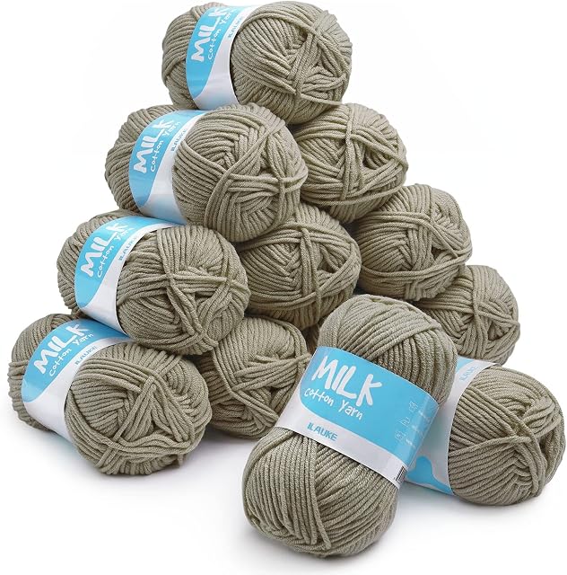 12 Pack Super Soft Double Knitting Yarn, Premium Acrylic Crochet Yarn for Knitting, Durable Lightweight Balls of Chunky Yarn for Crochet, Ideal for Yarn Projects Handcrafts, 600g,1200M Army Green
