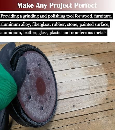 Miniatura 5 de SACKORANGE 30 discos de lijado de 9 pulgadas, 6 agujeros, grano 80, con gancho y bucle, lijadora de óxido de aluminio, papel de lija abrasivo para