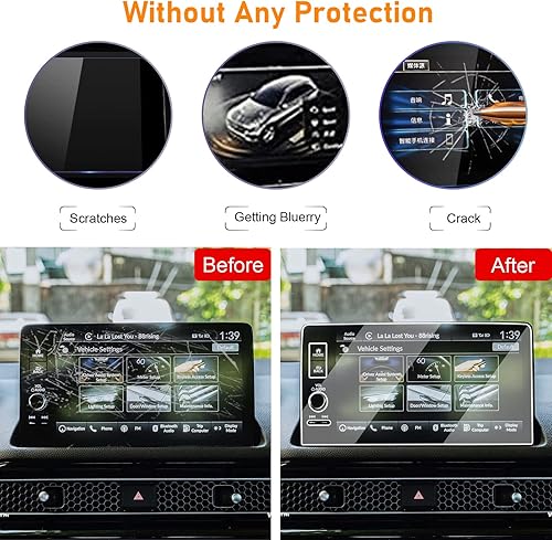 Miniatura 2 de Yumzeco Protector de pantalla compatible con Honda Civic 2022 2023 2024 CRV HRV Pilot Integra de 9 pulgadas, protector de pantalla de vidrio