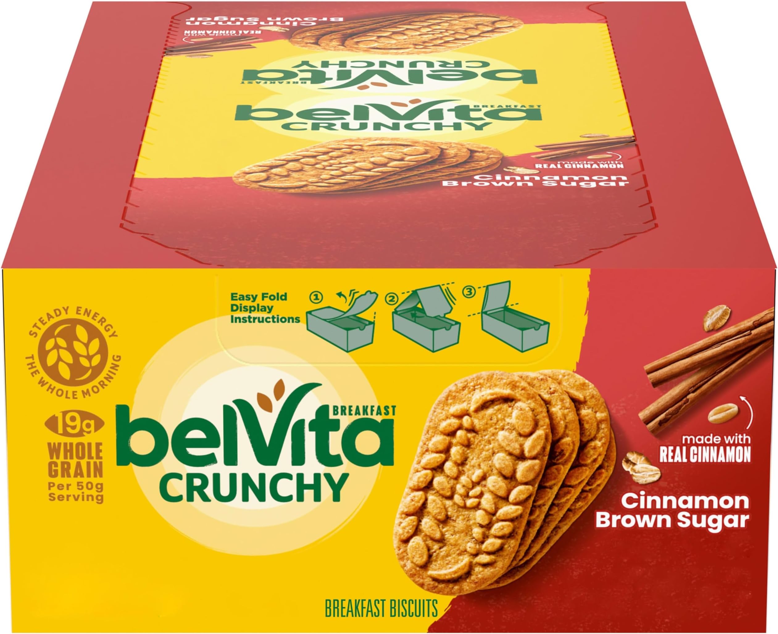 belVita Breakfast Bars Biscuits, Cinnamon Brown Sugar, 8 Packs (4 Biscuits Per Pack)
