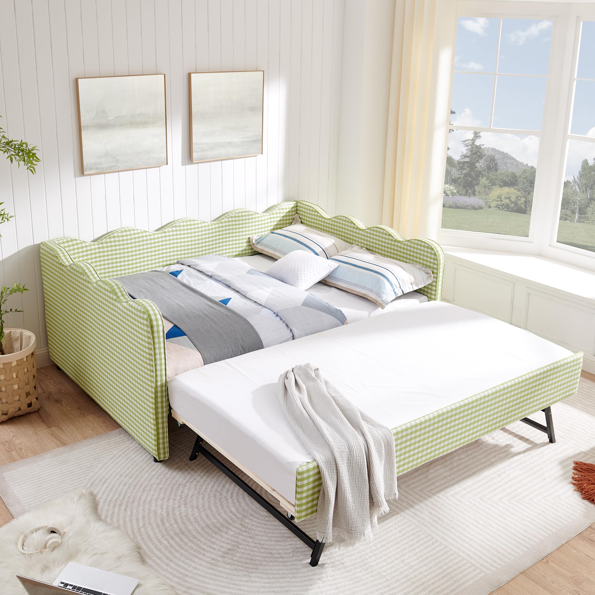 KEIKI Full Size Upholstery Daybed with Trundle