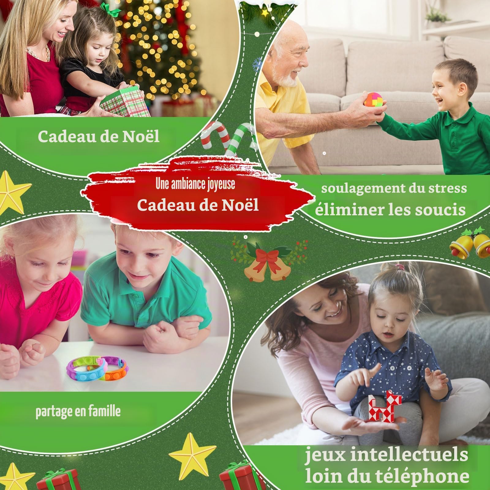 Calendrier de L'Avent Fidget Toys Calendrier du Compte À Rebours de Noël avec 24 Surprises de Jouets Sensoriels Adaptés Aux Enfants, Garçons, Filles, Ado