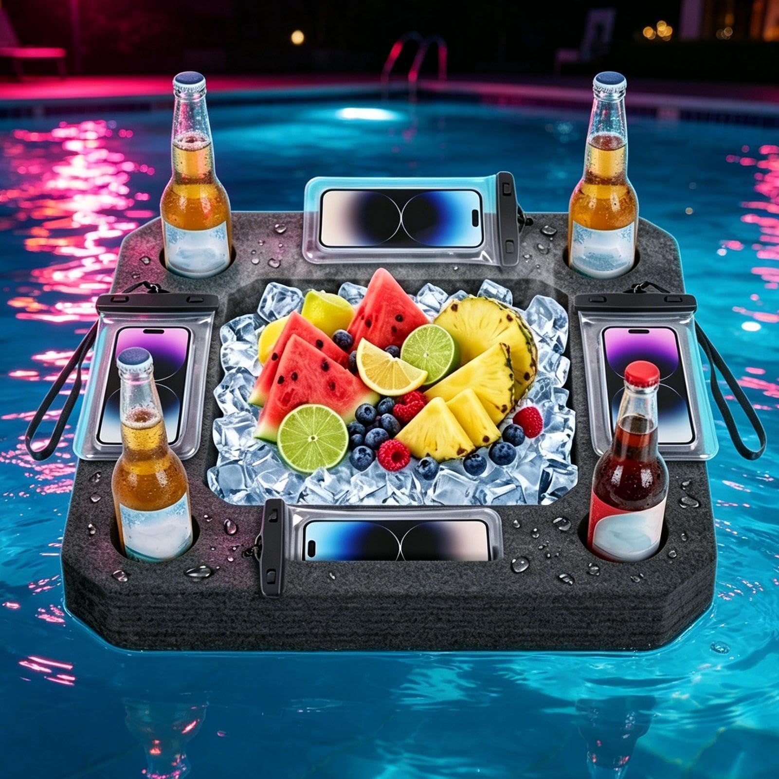 Porte-gobelet Flottant pour Piscine Plateau de Service Alimentaire