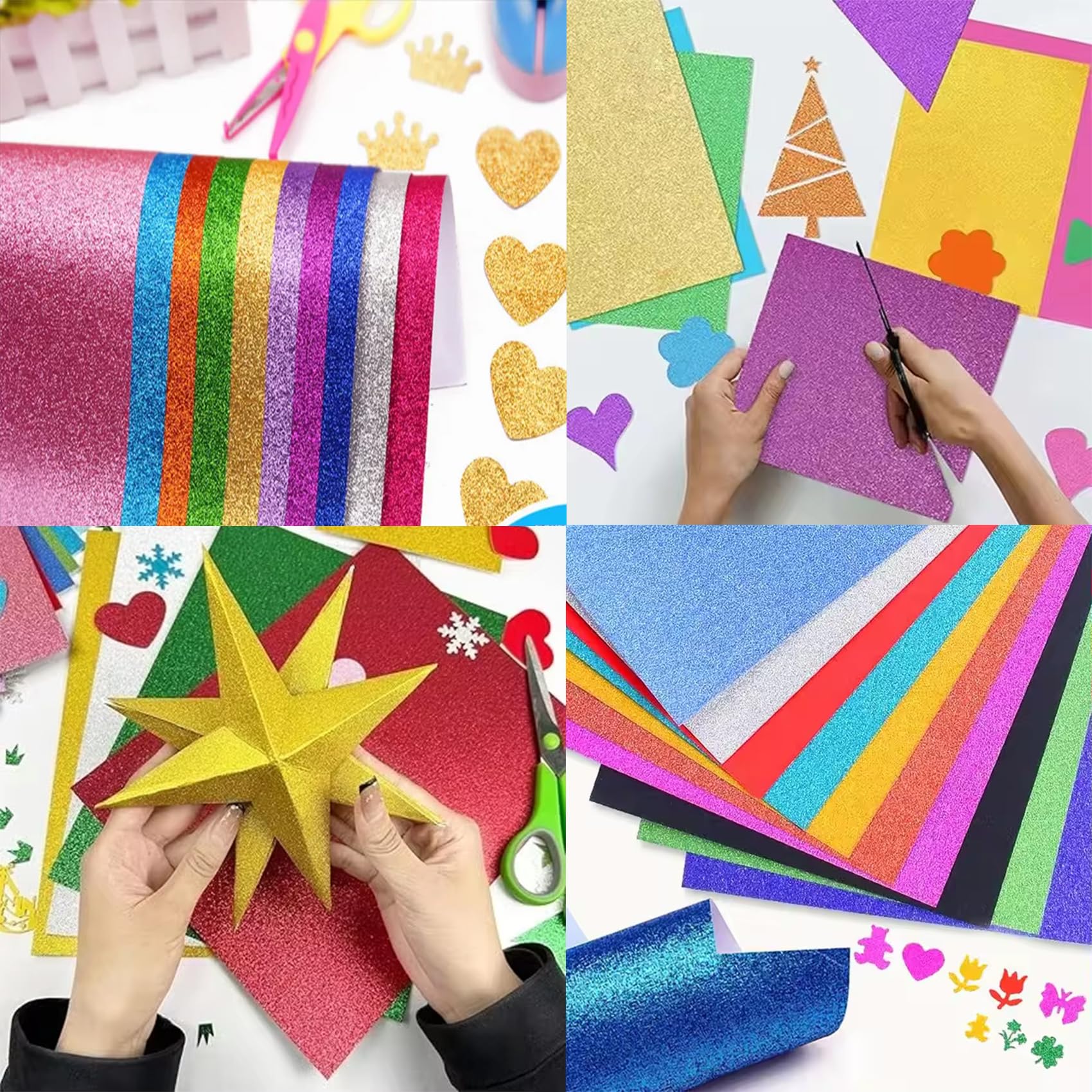 Lot De 10 Feuilles De Papier Cartonné Pailleté Pour Loisirs