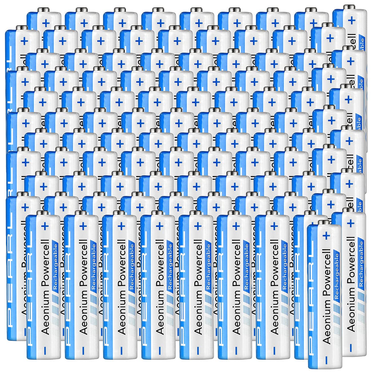 PEARL Akku AAA aufladbar: 100er-Set Hybrid-Akkus Aeonium Powercell Typ AAA Micro, 800 mAh (NI-Mh, mit Langer Nutzungsdauer, Radio)