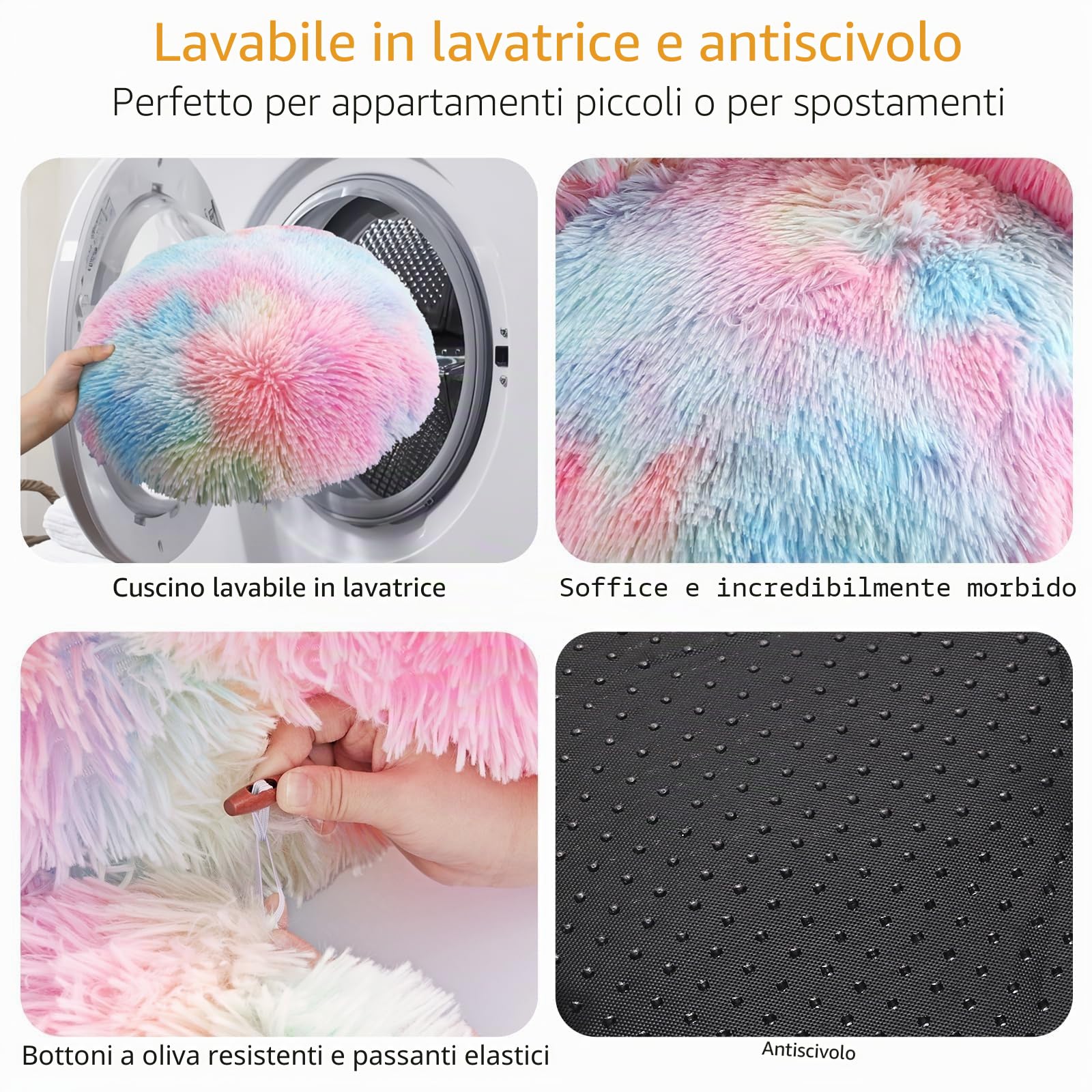 Tunnel per Gatti 3 in 1 Modulare con Letto Morbido Lavabile, Gioco Interattivo con Fori e Palline, Peluche Morbido per Gatti, Conigli e Cani Piccoli, Animali, Colorato