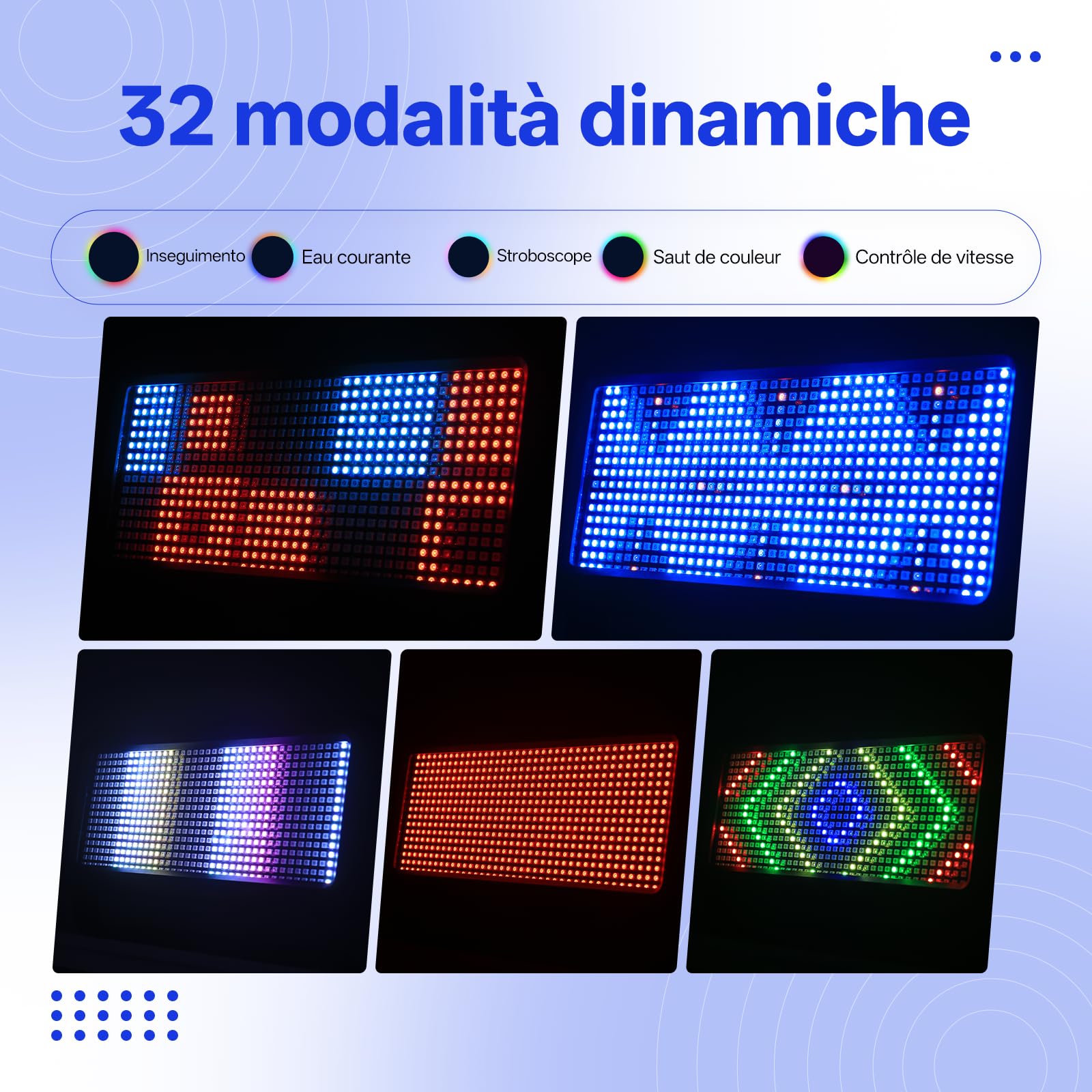 120W Wallwasher LED pour Extérieur, 640 x 0.5W RGB LEDs Stroboscope avec Son Activé et 32 Effets Lumineux, Éclairage Lumière de Scène DMX pour Fêtes Mariages Halloween Noël Jardin Terrasse