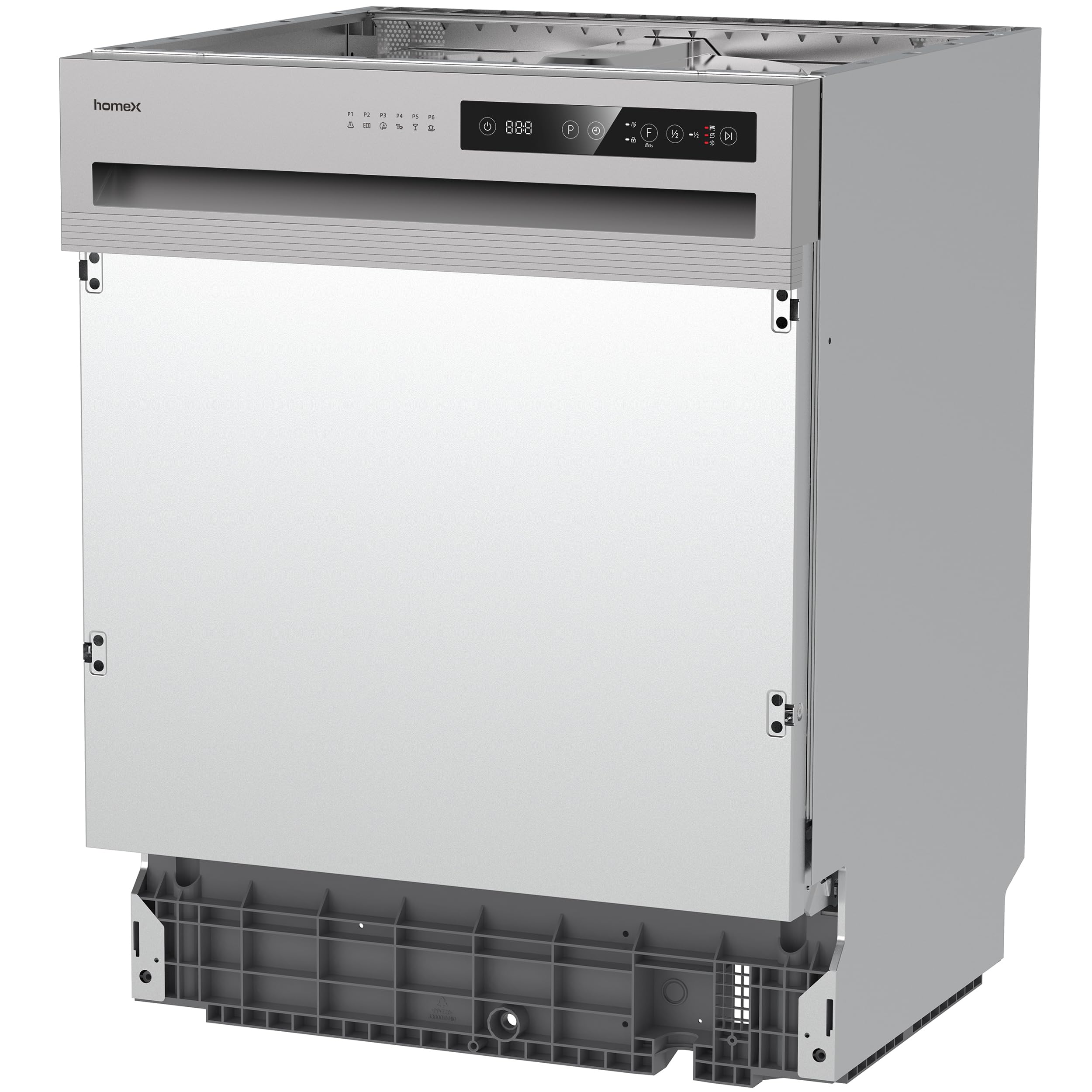 homeX DWSI601449E Geschirrspüler 60 cm teilintegrierbar 14 Maßgedecke 6 Programme AquaStop 49 dB Touch Control Einbaugeschirrspüler
