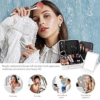 Vista 6 de Bolsa de maquillaje de viaje con espejo iluminado, organizador de cosméticos portátil, estuche de tren con divisores ajustables y soporte