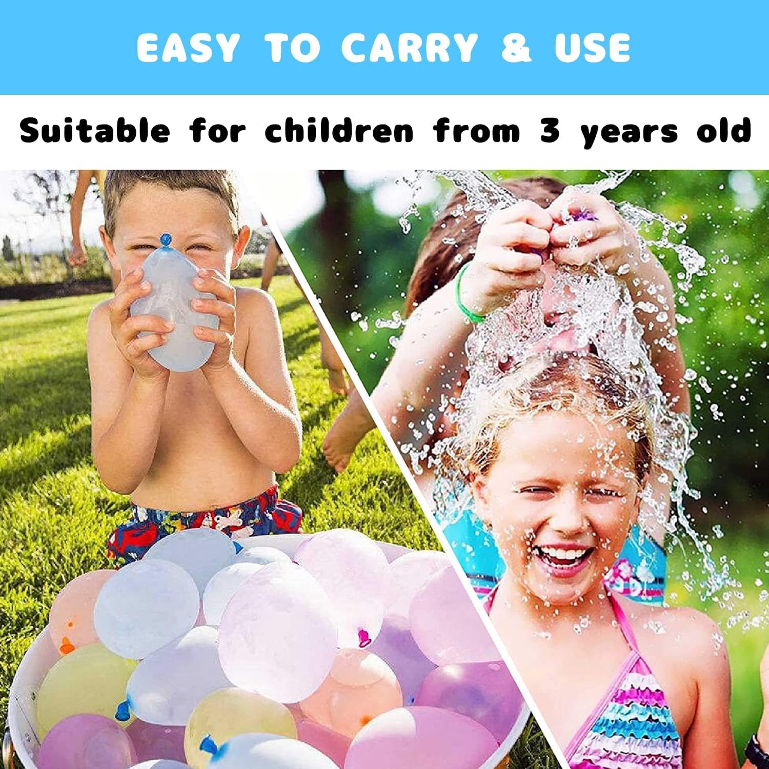 555 Stück Wasserbomben Selbstschließend, Wiederverwendbare Wasserbomben mit 4 Wasserhahn Anschluss, Schnellfüller Wasser Luftballons, Bunt Wasserballons, Water Balloons für Strände,Poolparty,Strände - 5