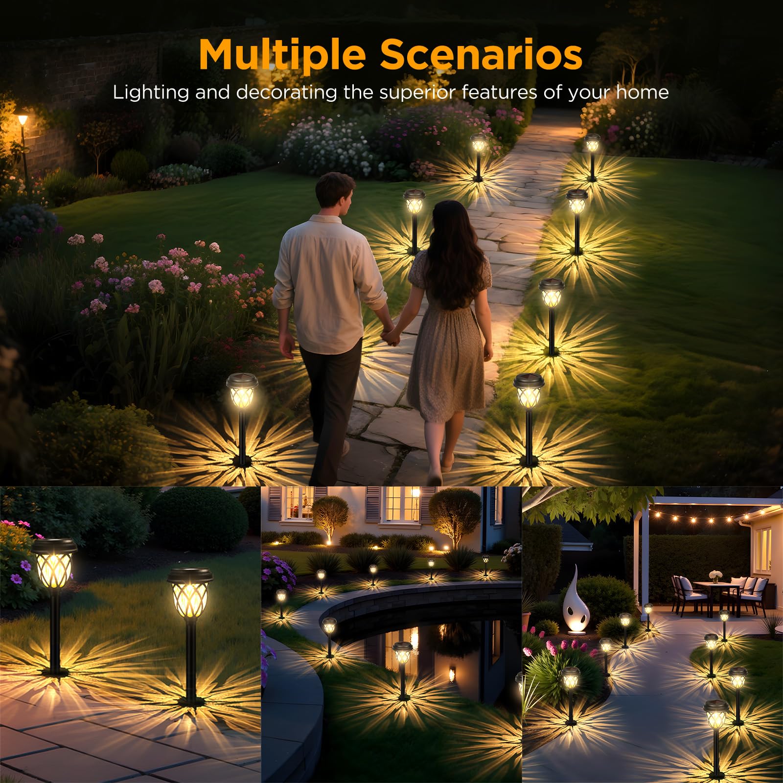 HELESIN Lámparas solares para exteriores, 10 unidades, IP44, resistentes al agua, lámparas solares para decoración de jardín, lámparas solares para exteriores, luces solares de jardín para iluminación