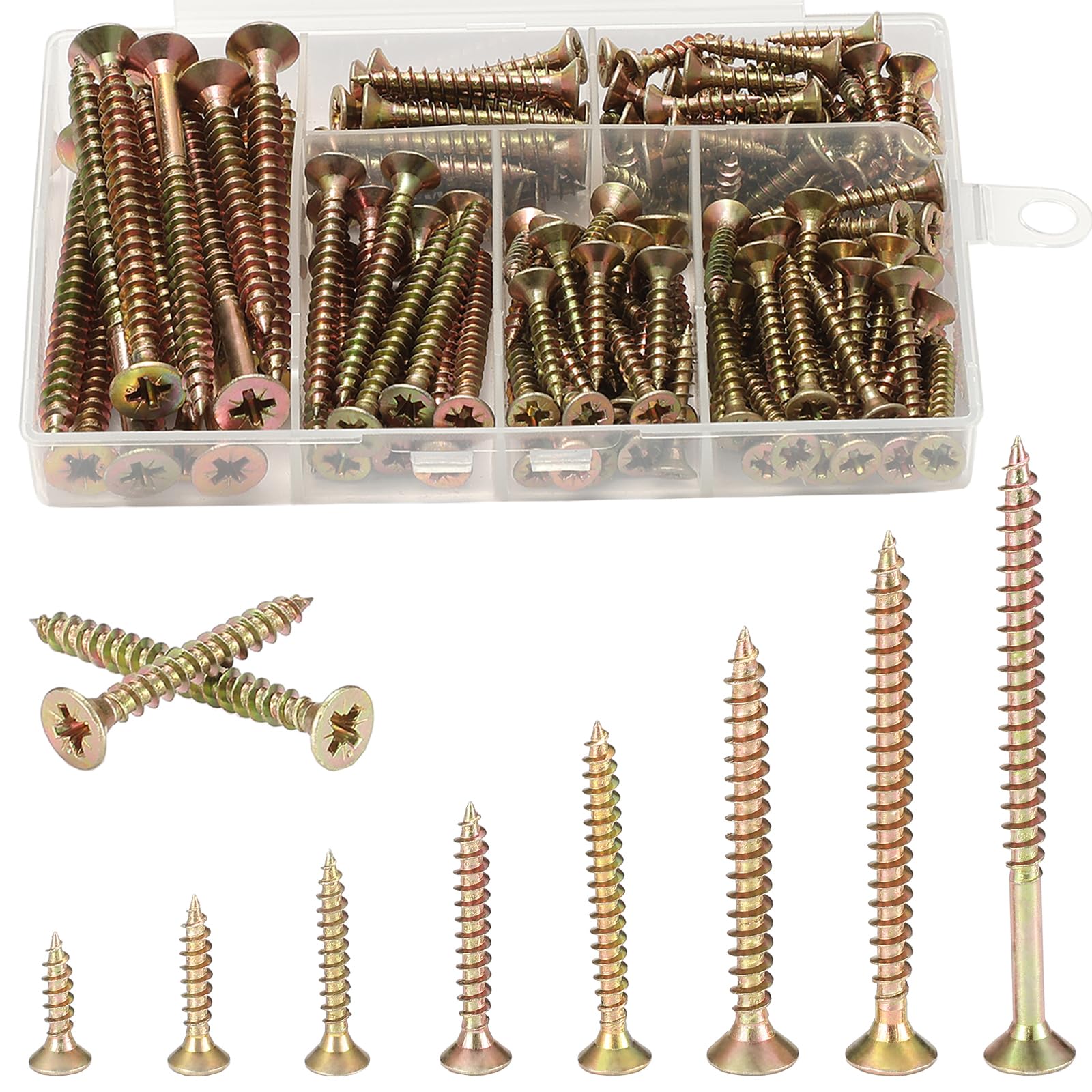Hzxy Wood Screws Assortment 16-70mm Assorted Self Tapping Screws for Wood