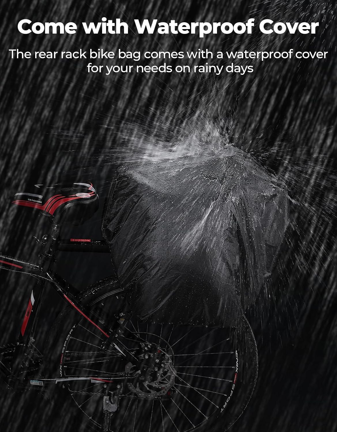 KEMIMOTO Bike Bag 11L EVA Hard Shell, Stable Installation Rear Rack Bag with Waterproof Cover, Bicycle Trunk with Shoulder Strap for Commuter Travel Outdoor - Image 7