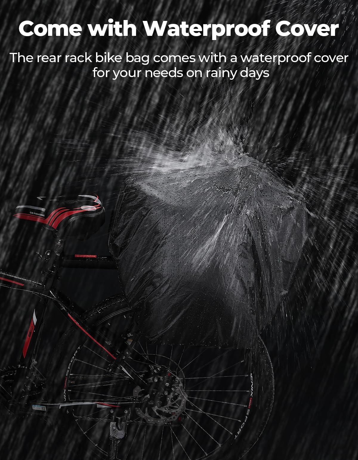 KEMIMOTO Bike Bag 15L EVA Hard Shell, Upgraded Ebike Rear Rack Bag with Waterproof Cover, Bicycle Trunk with Shoulder Strap for Commuter Travel Outdoor