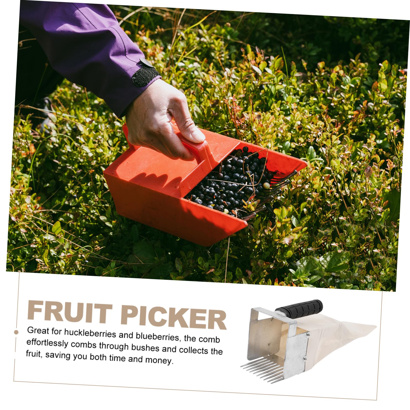 UKCOCO Recolector De Arándanos Portátil con Mango, Pala Pequeña De 4,5 Mm, Herramienta Ligera para Recoger Frutas Pequeñas Jardinería, Adecuado para Huertos y Cosecha Manual
