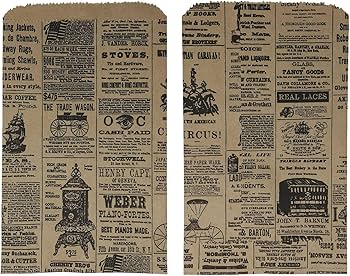 Amazon.com: 100 6x9 Newspaper print Paper Kraft Bags,Vintage style