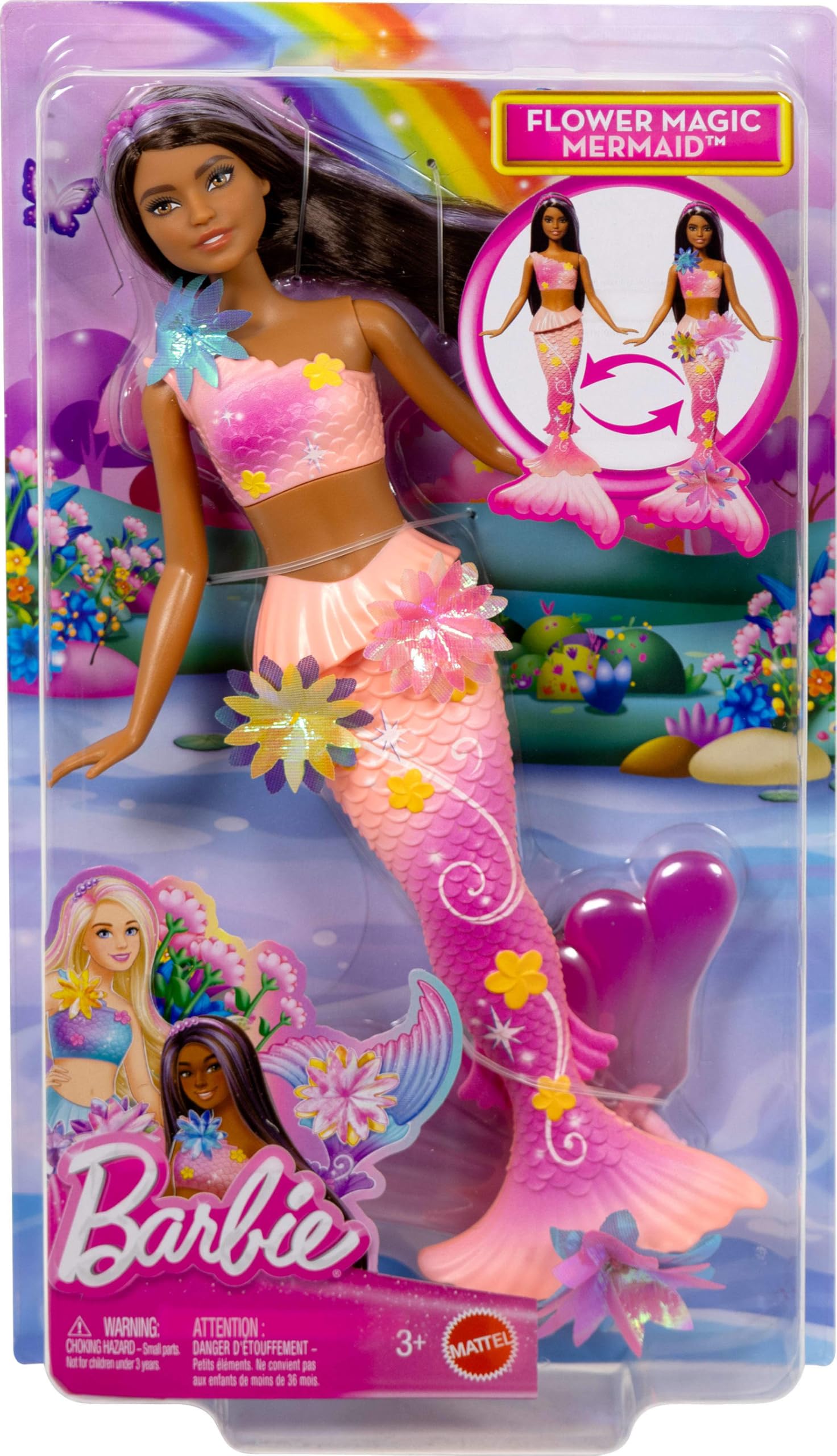 Barbie Mermaid Dolls with Magical Blooming Flowers, Gradient Tails