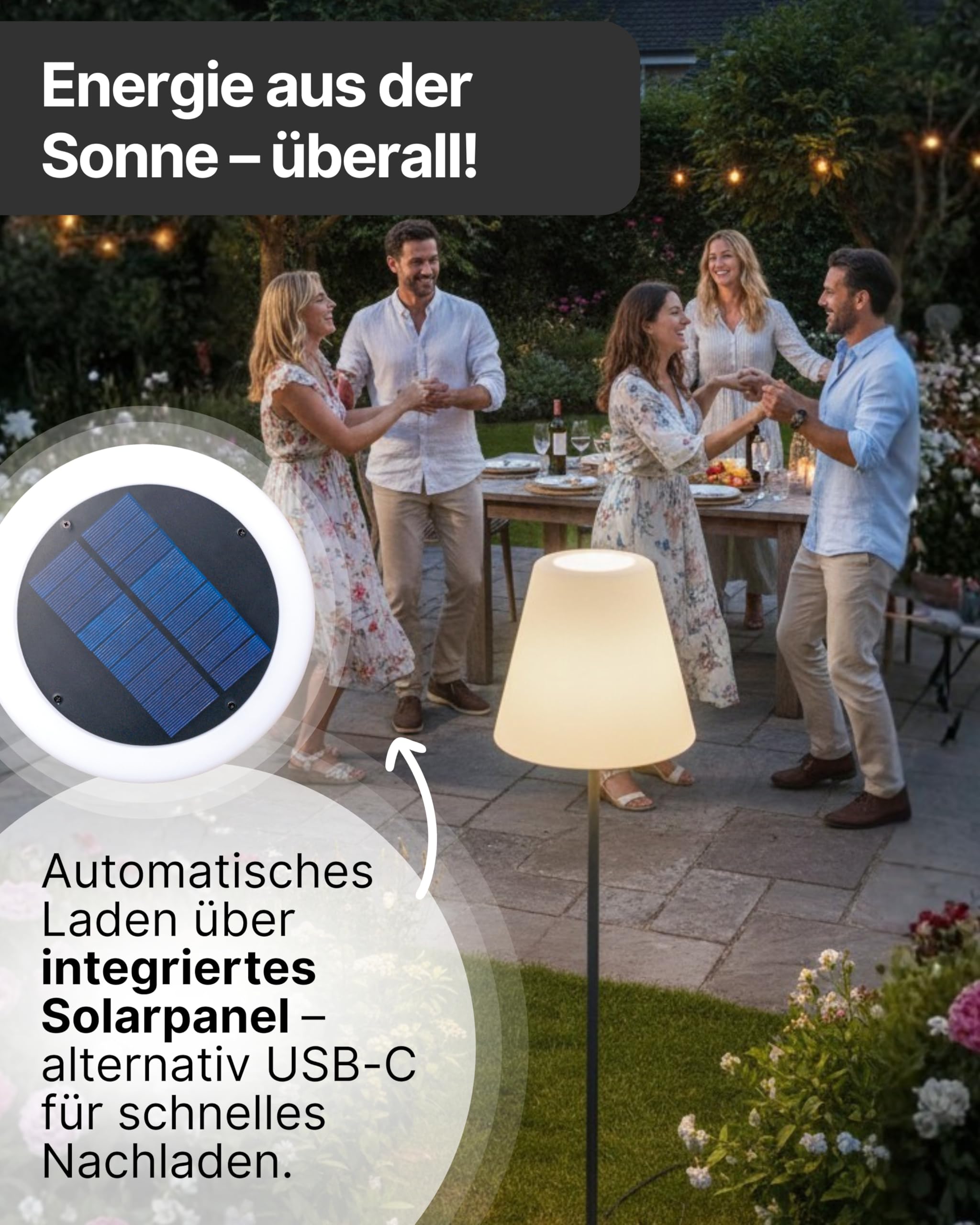 SCHWAIGER Solar Außenlampe LED-Stehleuchte IP44 dimmbar Farbwechsel Fernbedienung 4 Leuchtmodi