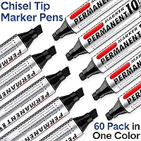 Vista 4 de Thenshop 60 Pcs Jumbo Permanent Markers Bulk 10mm Chisel Tip Black Thick Permanent Markers Set Waterproof Jumbo Marker for Industrial Use Work on