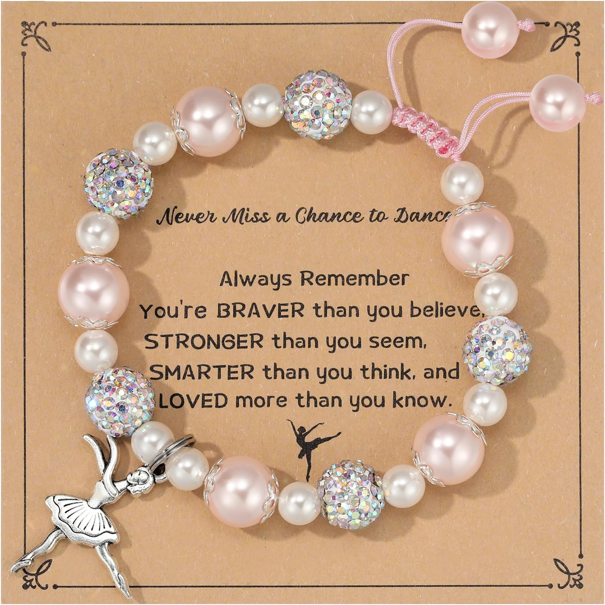Dance Recital Gifts for Women, Dancing Sparkle Pink Dance Bracelet for Dance Lover Team, Ballerina Gift for Ballet Dancer, Dancing School Competition Gifts for Ballet Friends Mate