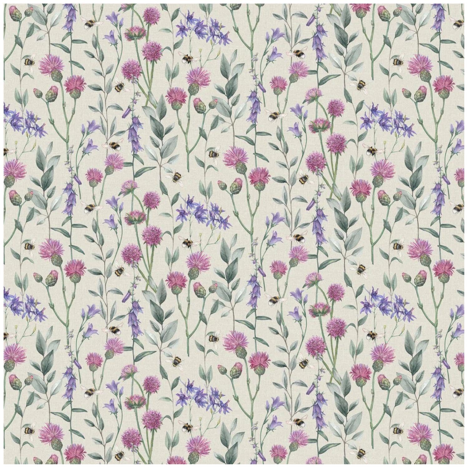 Yöl Neutral Bumblebee Meadow Vinyl Wallpaper - Floral Cottage Bees - 10.05M X 53Cm Roll - Extra Washable Strippable Paste The Wall - Bedroom Living Room Lounge - Feature Statement Wall - Contemporary