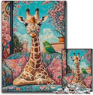 Comprar Rompecabezas de 1000 Piezas de cartón con diseño de Jirafa en el sofá, Ideal para Adolescentes, decoración DIY y diversión para estimular el Cerebro, 26x38cm