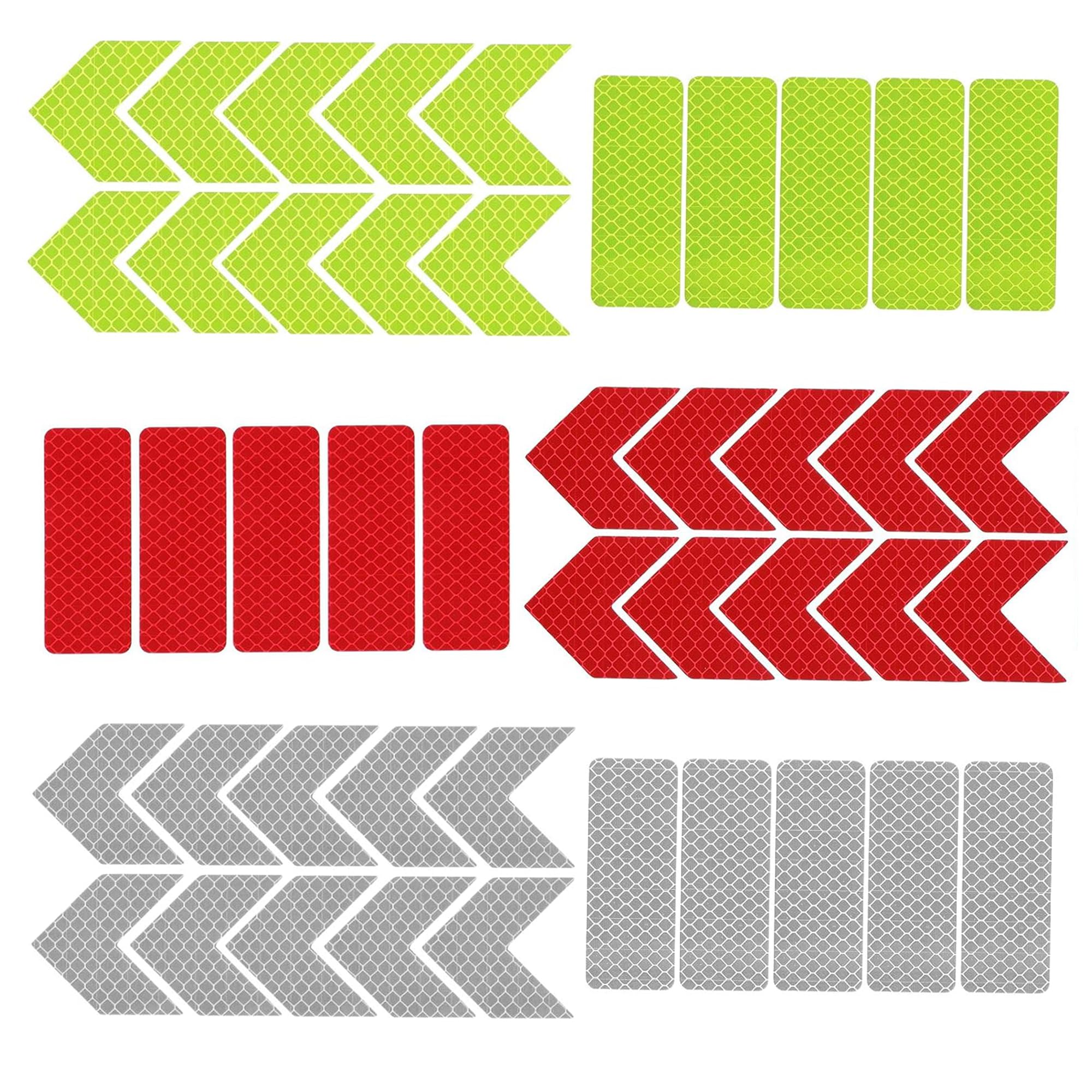 Ousuwo 60-Pack Small Rectangular Reflective Stickers, Self-Adhesive Safety Decals