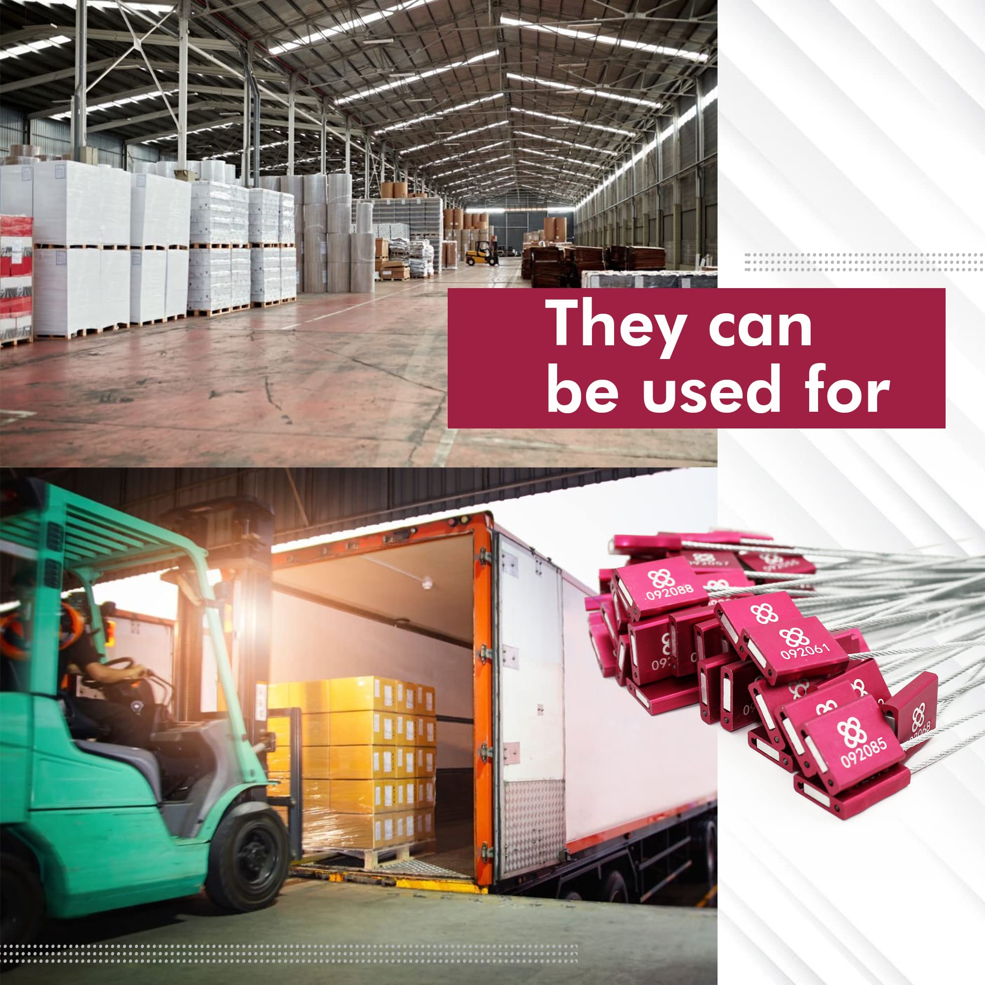 DOJA Barcelona | Sigilli di Sicurezza in Acciaio A3 | PACK 50 | 35 cm di Lunghezza | Colore Rosso | Sigillo Di Garanzia Metallico Numerati per Logistica, Container, Camion, tra gli altri usi.