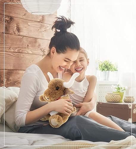 Miniatura 5 de DolliBu Texas Longhorn - Lindo animal de peluche de animales de granja con bandana de bandera de Texas, juguete de vaquero de Texas de cuerno largo