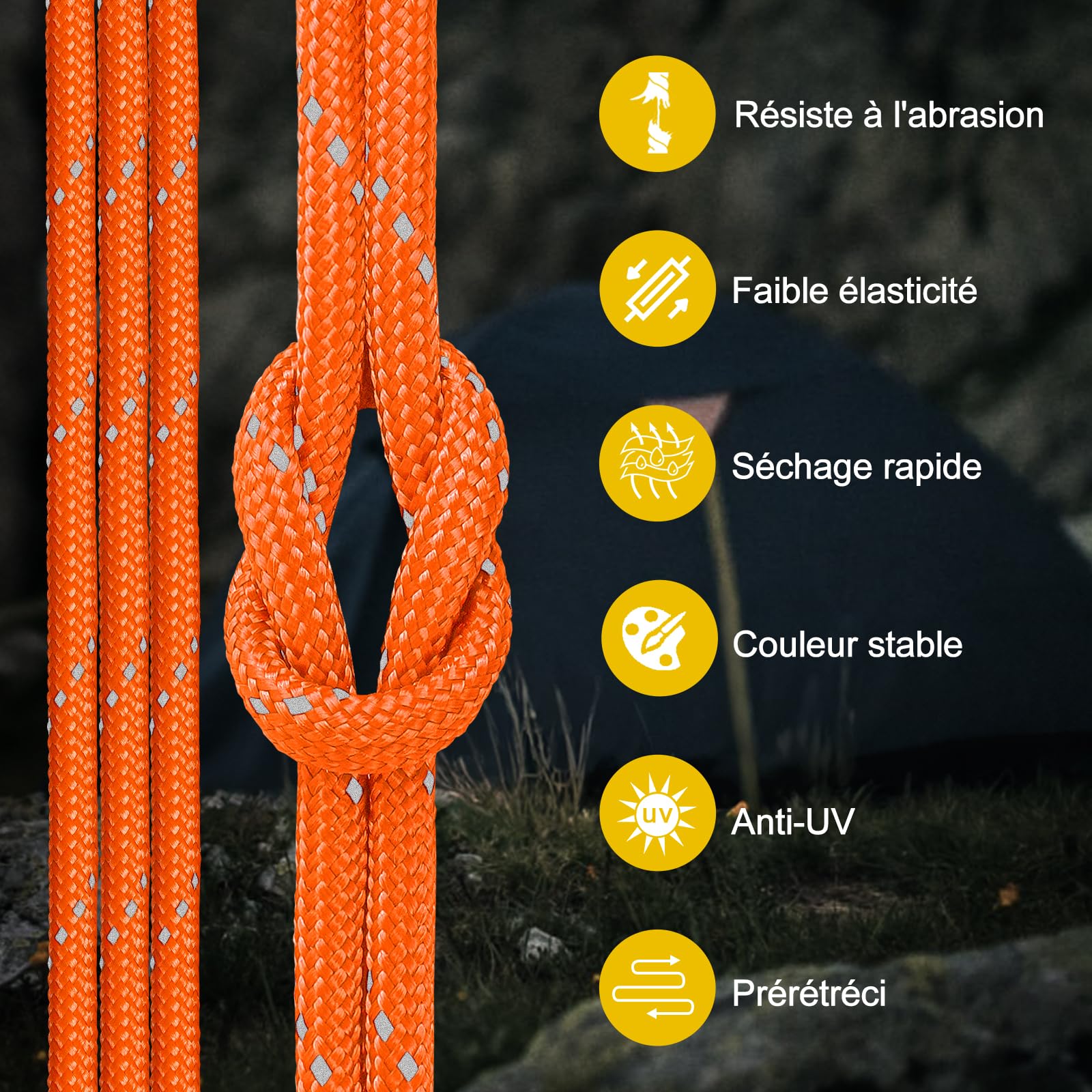 Aystkniet Corde Paracorde Réfléchissante, Corde Parachute, Orange, 305M | 11 Brins Internes, Diamètre 4 mm, Charge Max 386kg, Résiste à l'abrasion, Résiste aux UV, pour l'artisanat Camping Bricolage