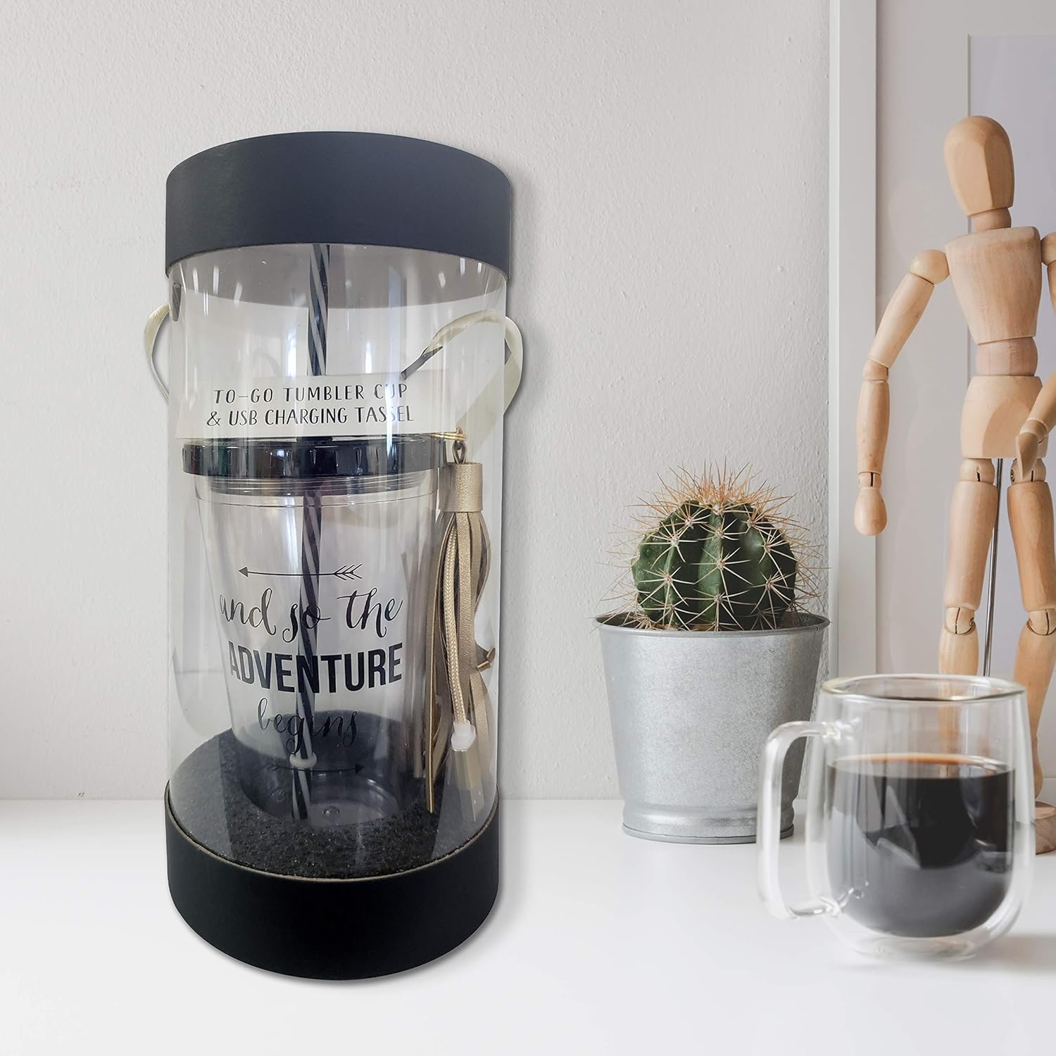 ❤ Crazy Deals PRINZ Graduation Cold Cup and Gold Tassel Charger Gift Set in Packaging, 16 Oz, Black