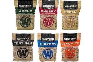 Western Wood Smoking Chip Variety Pack of 6 Flavors - Total 180 cu in