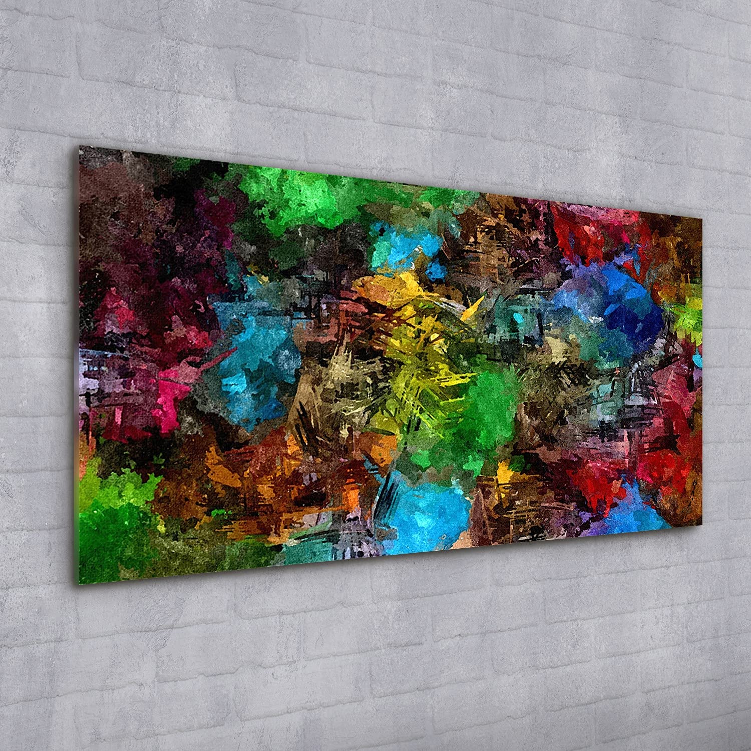 Coloray Pintura acrílica 100x50cm Sala De Estar Vidrio Acrílico Cuadro De Pared Mural Arte - Acuarelas de abstracción